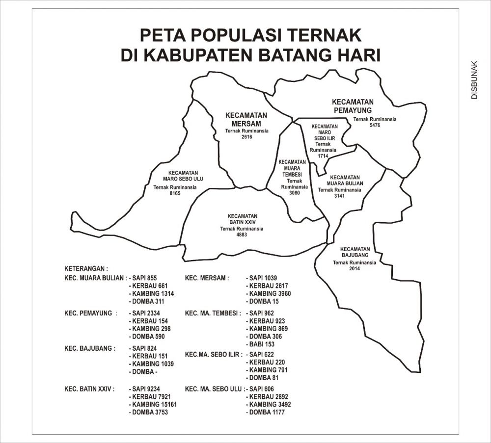 Peta sebaran PMK di Batanghari (foto: ist)