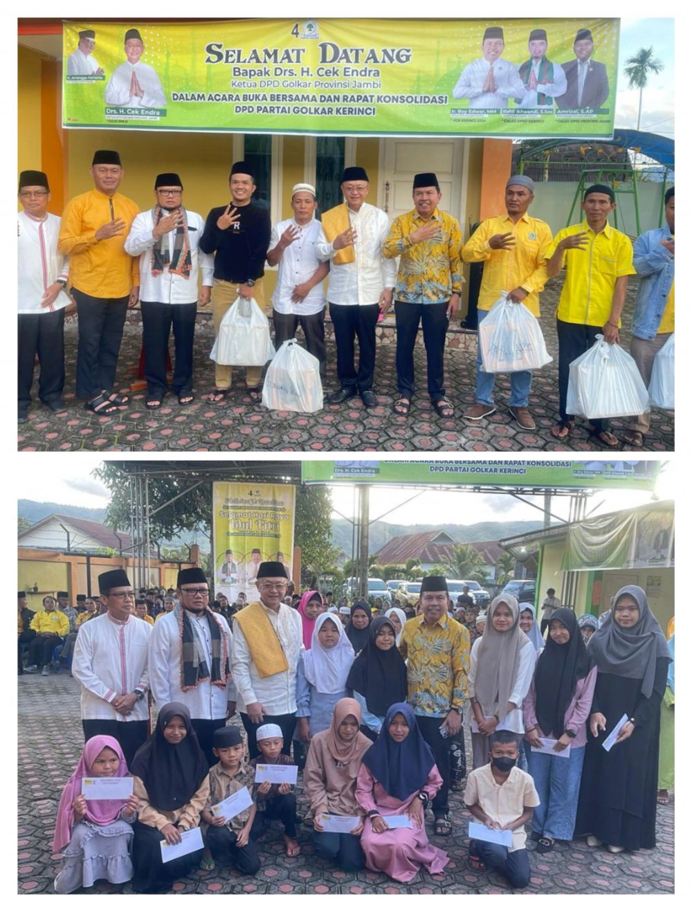 Ketua DPD Golkar Provinsi Jambi Drs H Cek Endra, Sekretaris DPD Golkar Drs. H. Pahrul Rozi, M.Si foto Bersama Usai Acara Buka Bersama 