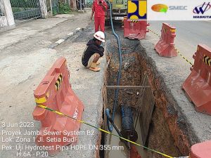 Progres Proyek Sewerage System di Kota Jambi, Masih Uji Test Hydro Pipa HDPE