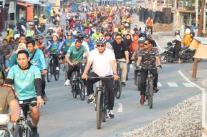 Wabup Tanjabbar Ikuti Gowes Bersama Kodim 0419/Tanjab
