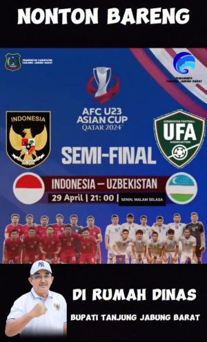 Dukung Timnas Indonesia, Bupati Adakan Nobar Semifinal Piala Asia U23