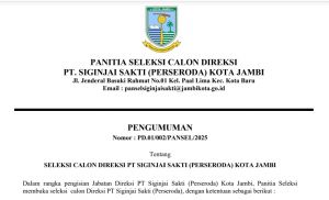 Mau Jadi Bos BUMD Kota Jambi? Pemkot Resmi Buka Seleksi Direksi PT Siginjai Sakti