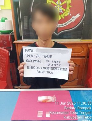 Polisi Kembali Tangkap Pengedar Sabu di Tebo Ulu, Ini BB yang Diamankan