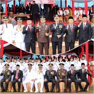 Ketua dan Wakil Ketua DPRD Tebo Upacara HUT RI di Stadion Sri Maharaja Batu