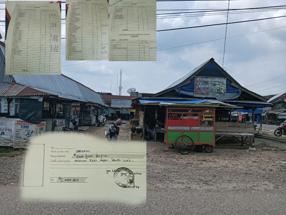 Tampak kios pasar rantau panjang depan kantor kelurahan