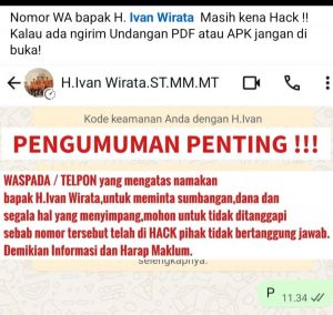 WhatsApp Waka I DPRD Jambi Ivan Wirata Dibajak, Modus Minta Uang