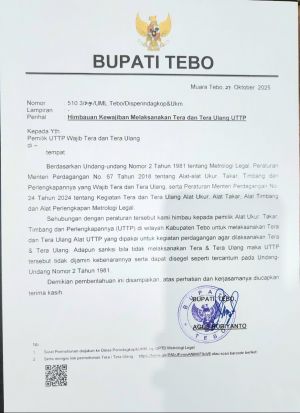 Pemkab Tebo Wajibkan Tera Ulang Timbangan, Pemilik UTTP Diimbau Segera Lakukan Pemeriksaan