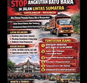Pemuda Pancasila Merangin Serukan STOP Angkutan Batu Bara di Jalan Nasional