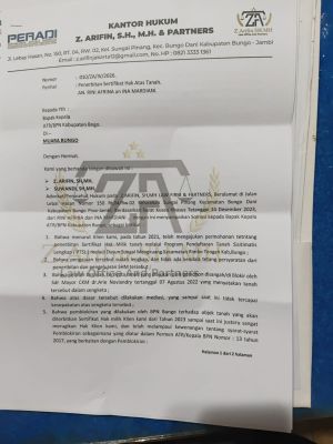 Sertifikat Terbit Sejak 2021, Dua Warga Bungo Keluhkan Penahanan oleh BPN