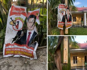 Jelang Pilkades Kemantan, Baleho Panji Citra Dirusak OTK, Tim Pendukung Angkat Bicara!