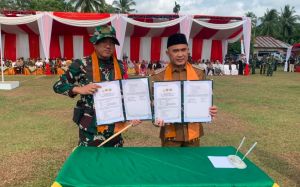 TMMD Ke-129 Dimulai di Bungo, Kodim 0416 dan Pemkab Teken Kerja Sama Pembangunan Desa