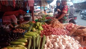 Pantau Pergerakan Harga Sembako, Babinsa Sambangi Pedagang di Pasar Muara Bungo