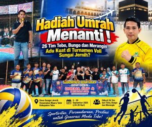 Hadiah Juara Rp20 Juta, Penonton Bisa Bawa Pulang Umrah di Turnamen Voli Sungai Jernih