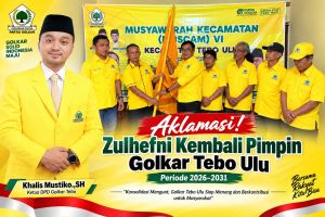 Aklamasi! Zulhefni Kembali Pimpin Golkar Tebo Ulu Periode 2026–2031