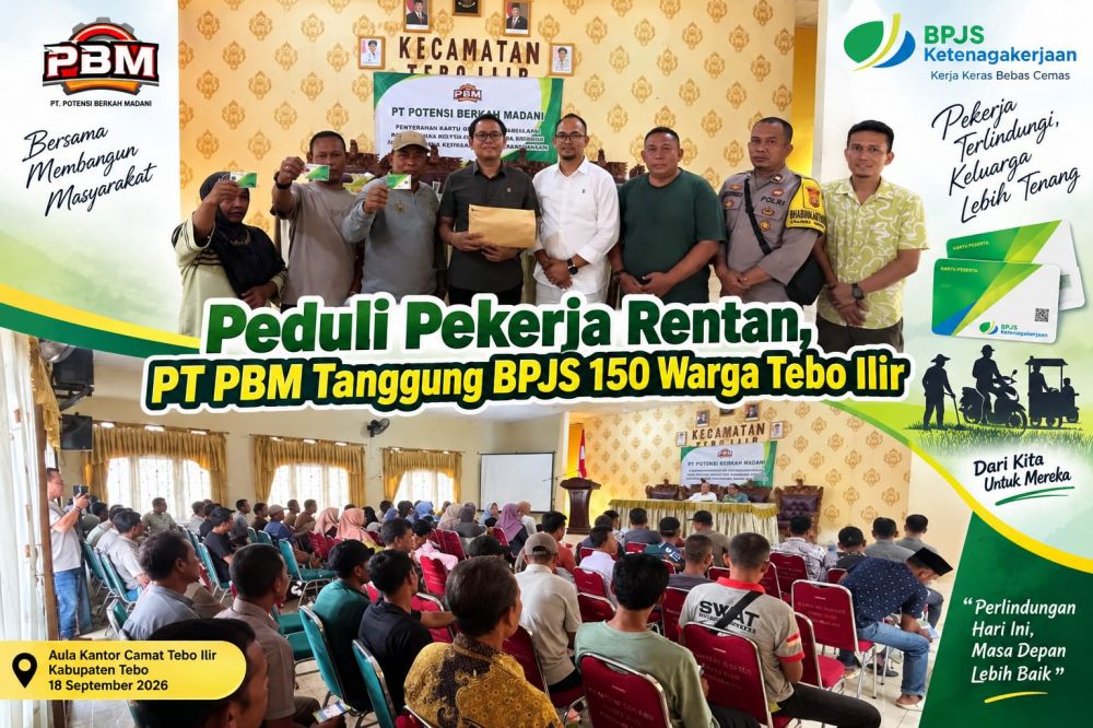 Tak Cuma BPJS, PT PBM Bagikan Ratusan Sembako untuk Warga Tebo Ilir