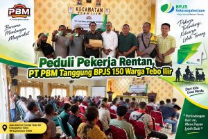 Tak Cuma BPJS, PT PBM Bagikan Ratusan Sembako untuk Warga Tebo Ilir